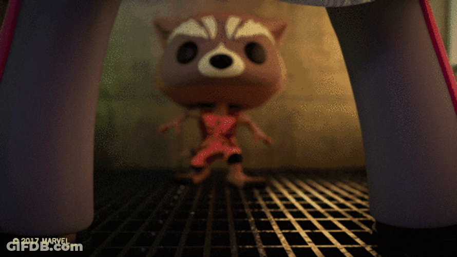 Baby Groot Escaping Rocket GIF