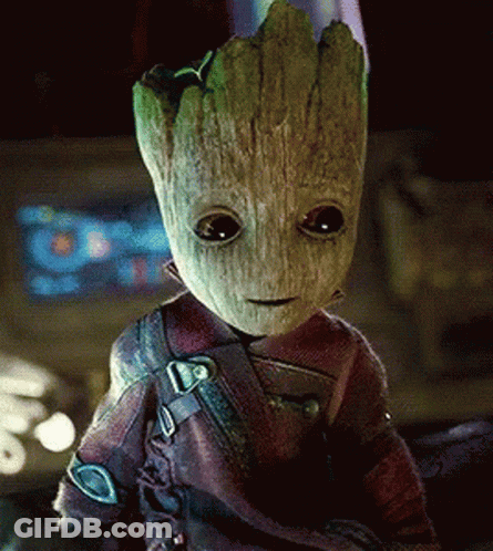 Baby Groot In Leather Jacket GIF