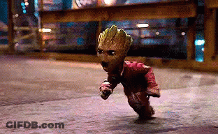 Baby Groot Running On Street GIF