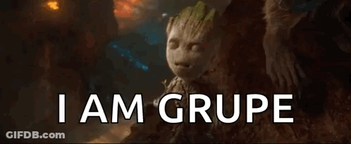 Baby Groot Sitting On Rock Saying I Am Groot GIF