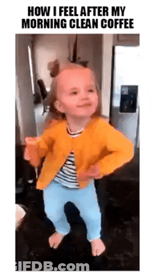 Baby Happy Dance After Morning Coffee GIF
