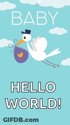 Baby Hello World Poster With Stork GIF