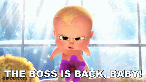 Baby In Bathtub Saying The Boss Is Back GIF