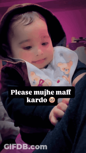 Baby In Bib With Teddy Bear Being Held GIF