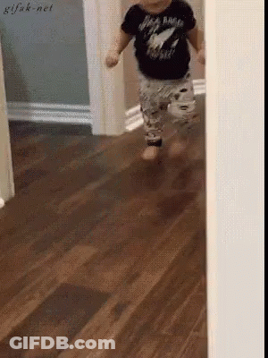 Baby In Black Rock N Roll Shirt Running GIF