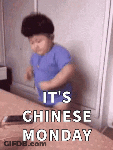 Baby In Blue Shirt Dancing It's Chinese Monday GIF