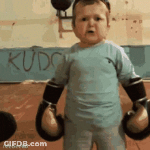 Baby In Boxing Gloves With Kudo GIF