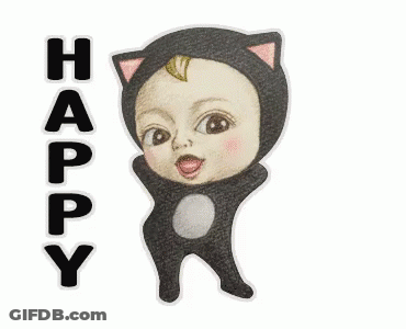 Baby In Cat Costume With Happy GIF