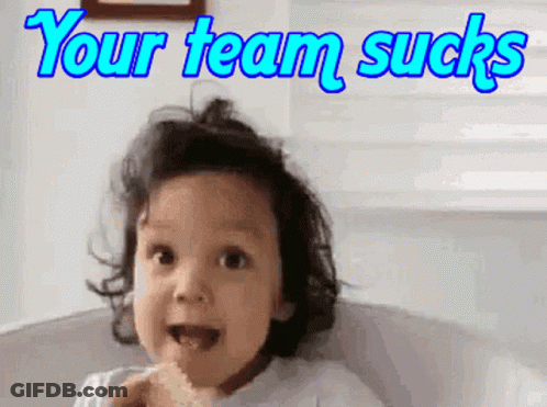 Baby In Chair Saying Your Team Sucks GIF