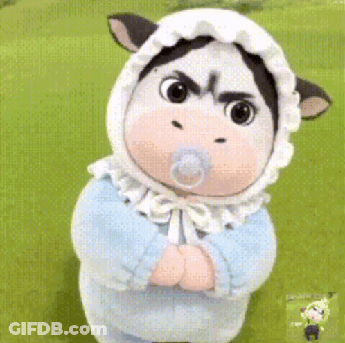 Baby In Cow Costume With Pacifier GIF