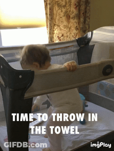 Baby In Crib With Time To Throw In Towel GIF