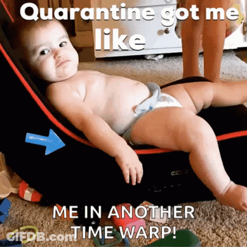 Baby In Diaper Laying In Chair Quarantine Got Me Like GIF