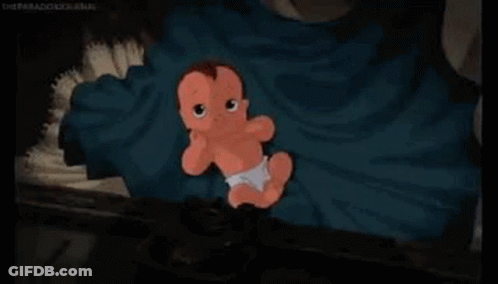 Baby In Diaper Looking Out Of Wall Hole GIF