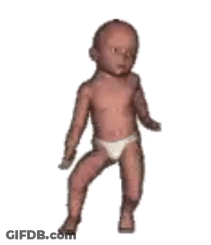 Baby In Diaper Standing On One Leg GIF