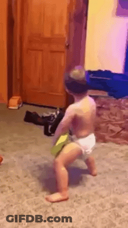 Baby In Diaper Walking GIF