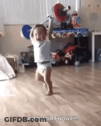 Baby In Diaper Walking On Wooden Floor GIF