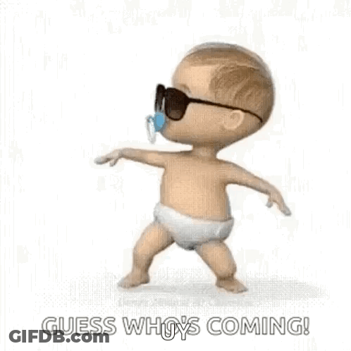Baby In Diaper Wearing Sunglasses And Pacifier GIF