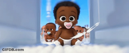 Baby In Diaper With Pacifier On Cloud GIF