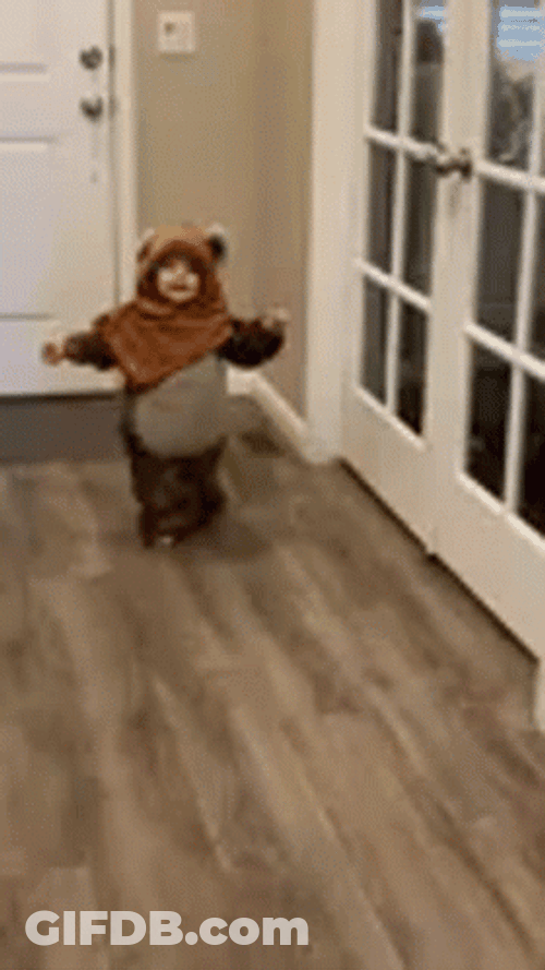 Baby In Ewok Suit Looks Good GIF