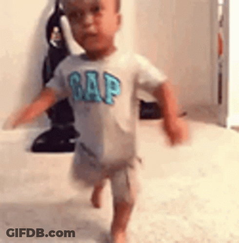 Baby In Gap Shirt And Shorts Walking GIF