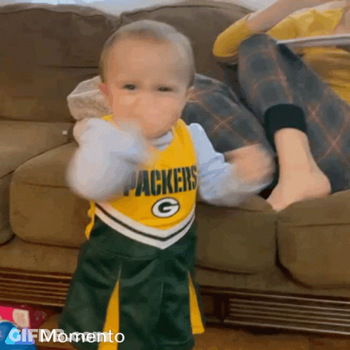 Baby In Green Bay Packers Jersey GIF
