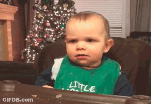 Baby In Green Bib Says Little GIF