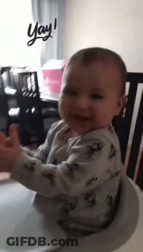 Baby In High Chair Saying Yay GIF