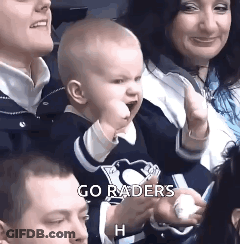 Baby In Penn State Jersey Fist Pump Saying Go Raiders GIF