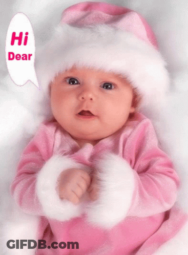 Baby In Pink And White Saying Hi Dear GIF