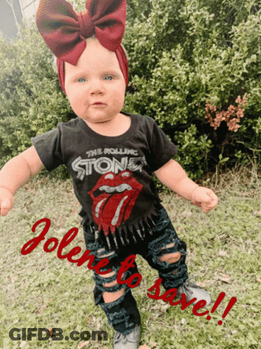 Baby In Rolling Stones Shirt And Jeans GIF