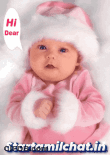 Baby In Santa Hat Says Hi Dear GIF