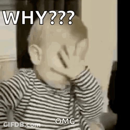 Baby In Striped Shirt Covering Face Asking Why GIF