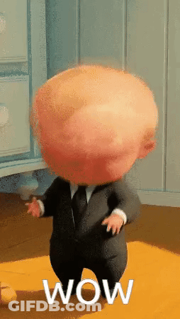 Baby In Suit And Tie Dancing Wow On Floor GIF