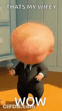 Baby In Suit And Tie Standing GIF