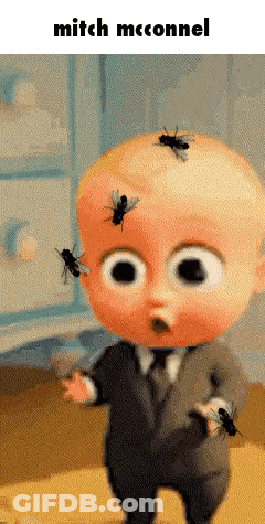 Baby In Suit Surrounded By Flies Mitch McConnell GIF