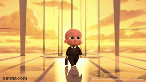 Baby In Suit Walking With Briefcase GIF