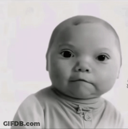 Baby In Sweater With Button GIF
