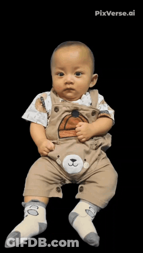 Baby In Teddy Bear Overalls Smiling Boho Boho GIF