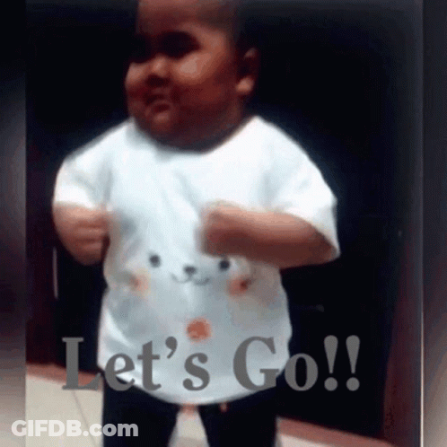 Baby In White Shirt Says Let's Go GIF