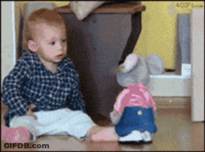 Baby Is Scared Of Mouse GIF