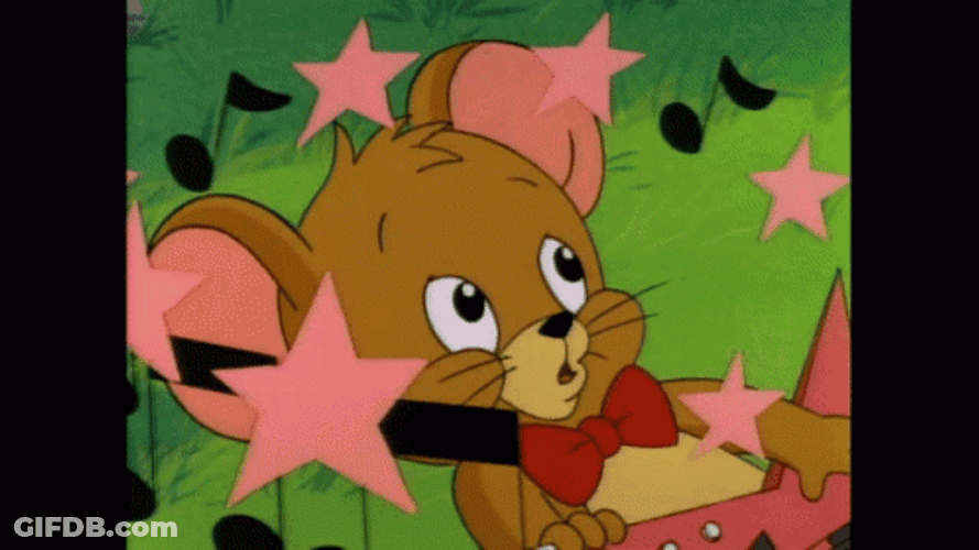 Baby Jerry Mouse Seeing Stars And Notes GIF