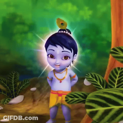 Baby Krishna With Peacock Feather GIF