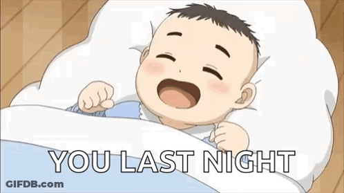 Baby Laying In Bed Mouth Open You Last Night GIF