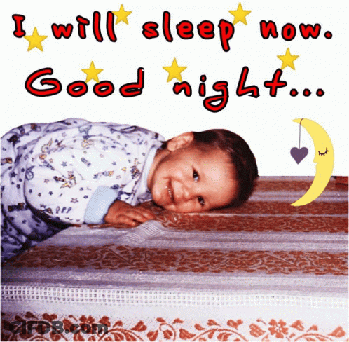 Baby Laying In Bed Saying I Will Sleep Now Good Night GIF