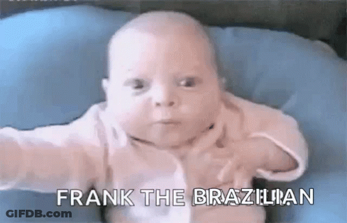 Baby Laying On Blue Pillow Saying Frank The Brazilian GIF