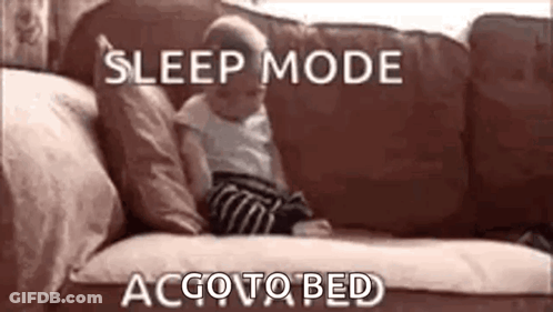 Baby Laying On Couch Sleep Mode AC Go To Bed GIF