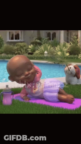 Baby Laying On Yoga Mat Next To Dog GIF