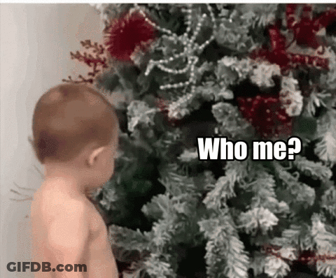 Baby Looking At Christmas Tree GIF