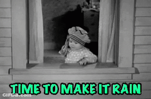 Baby Looking Out Window Saying Time To Make It Rain GIF