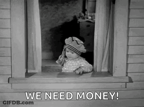 Baby Looking Out Window Saying We Need Money GIF
